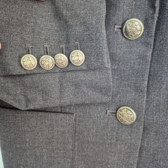 Talula (Aritzia) Women's Grey Wool-Blend Acadamia Crest Button Blazer Size 0 - Picture 4 of 7